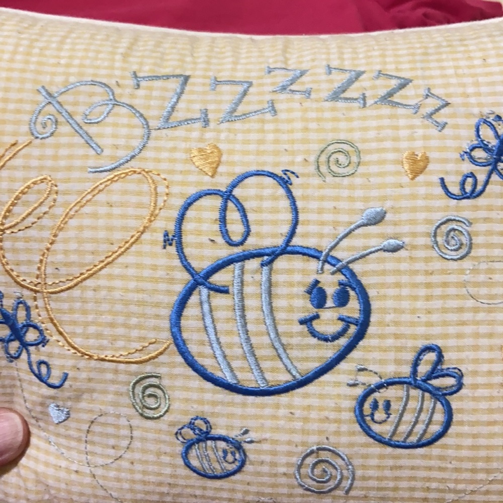 Decorative Bee Pillow. Embroidered. - Picture 3 of 3